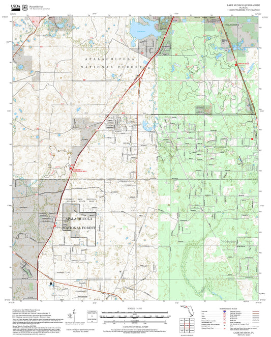2025 Forest Service Topo Map of Lake Munson Florida