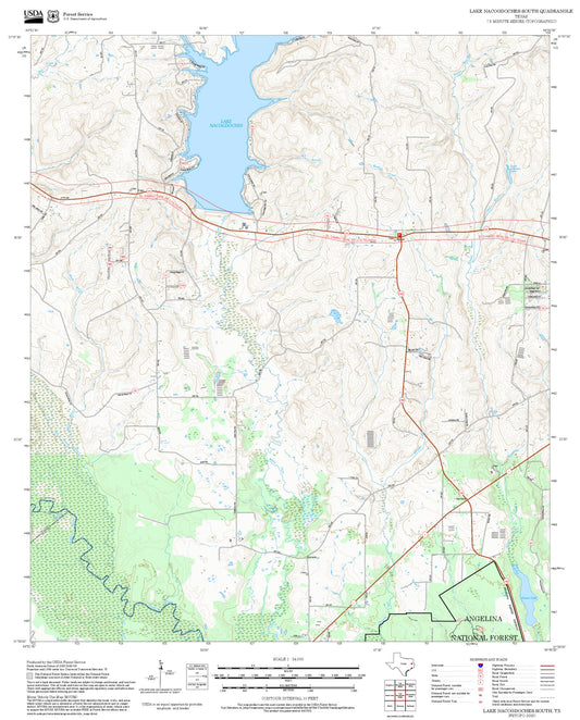 2025 Forest Service Topo Map of Lake Nacogdoches South Texas