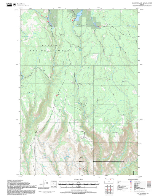 2025 Forest Service Topo Map of Lake Penland Oregon