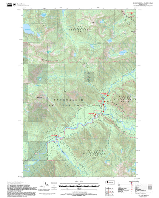 2025 Forest Service Topo Map of Lake Philippa Washington