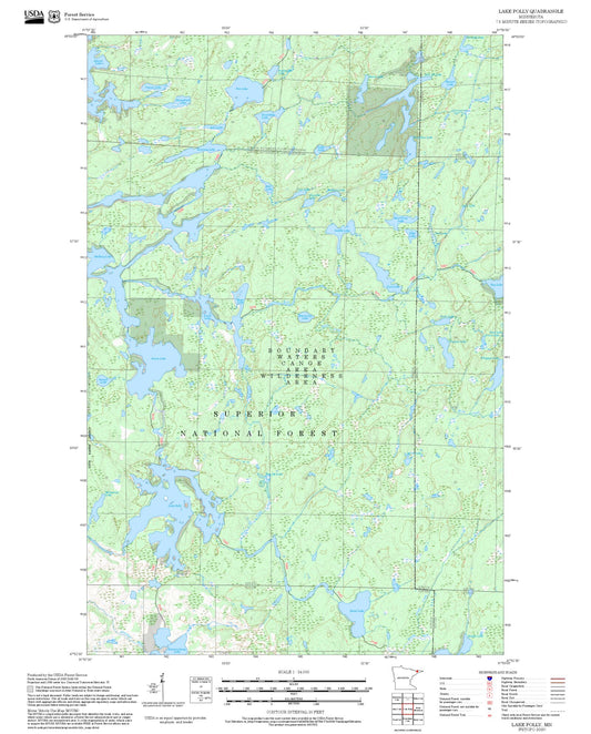 2025 Forest Service Topo Map of Lake Polly Minnesota