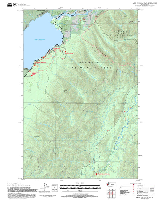 2025 Forest Service Topo Map of Lake Quinault East Washington