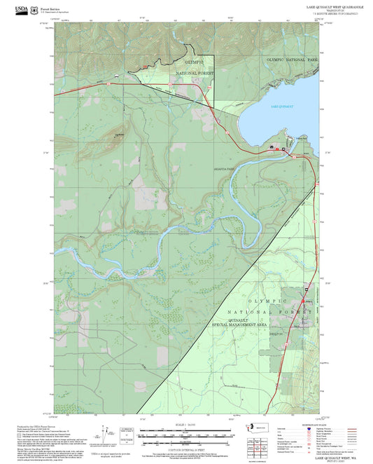 2025 Forest Service Topo Map of Lake Quinault West Washington