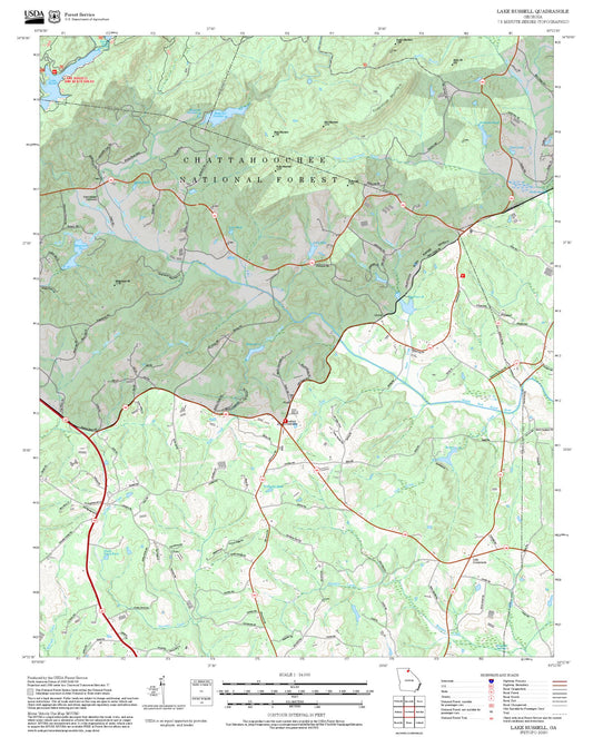 2025 Forest Service Topo Map of Lake Russell Georgia