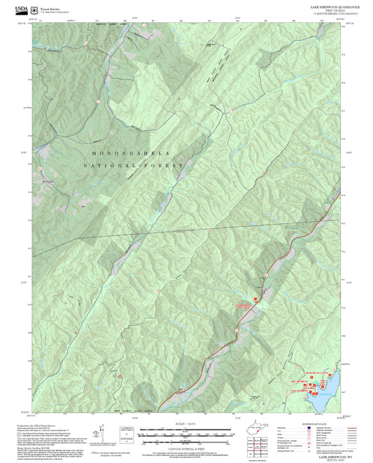 2025 Forest Service Topo Map of Lake Sherwood West Virginia