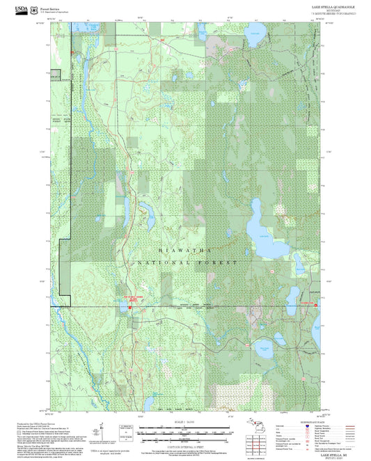2025 Forest Service Topo Map of Lake Stella Michigan