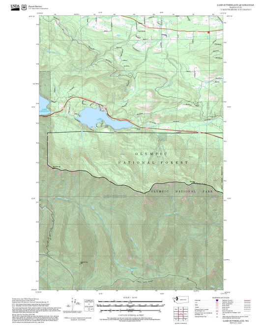 2025 Forest Service Topo Map of Lake Sutherland Washington