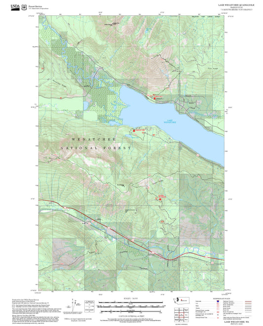 2025 Forest Service Topo Map of Lake Wenatchee Washington