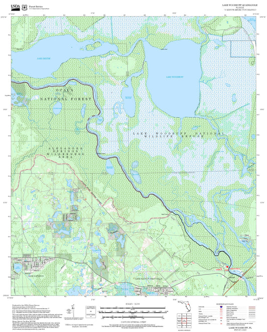 2025 Forest Service Topo Map of Lake Woodruff Florida