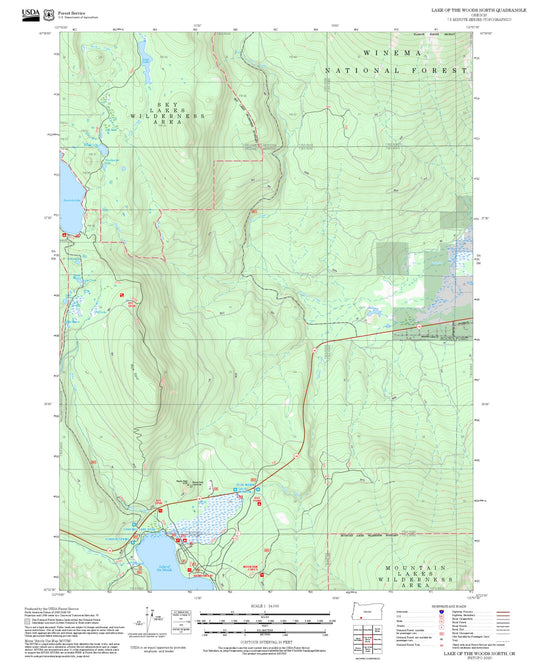 2025 Forest Service Topo Map of Lake of the Woods North Oregon