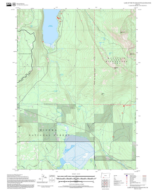 2025 Forest Service Topo Map of Lake of the Woods South Oregon