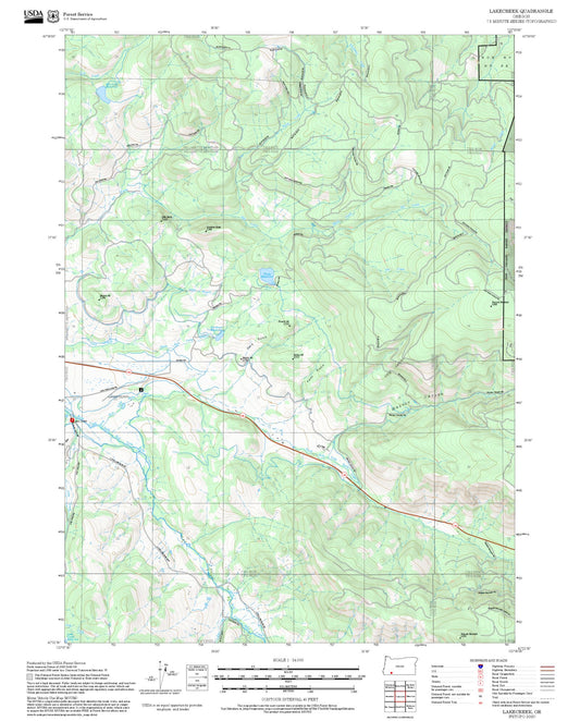 2025 Forest Service Topo Map of Lakecreek Oregon
