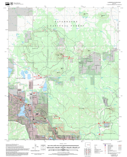 2025 Forest Service Topo Map of Lakeside Arizona