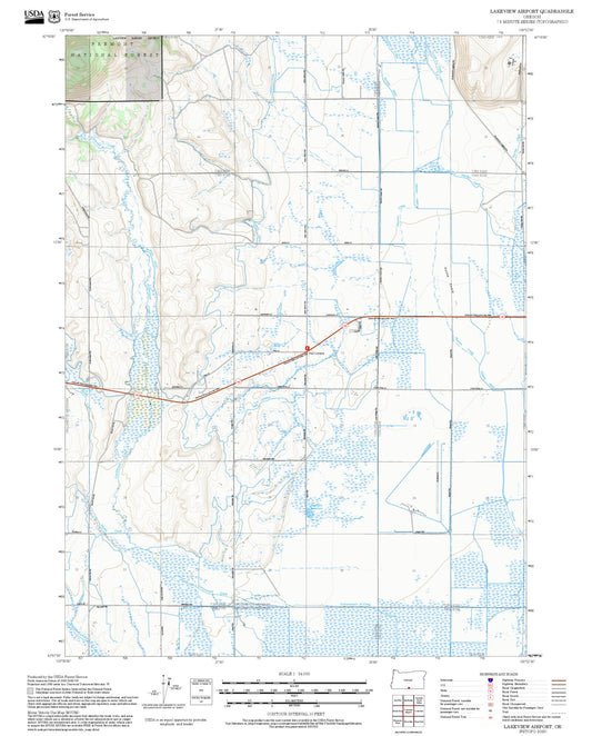 2025 Forest Service Topo Map of Lakeview Airport Oregon
