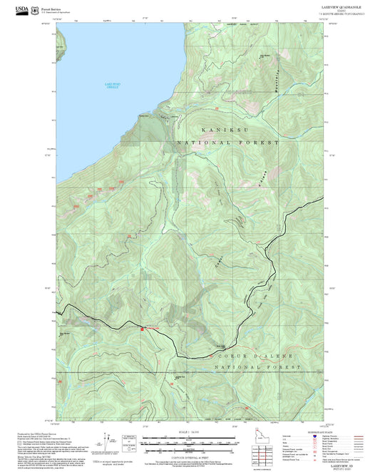 2025 Forest Service Topo Map of Lakeview Idaho