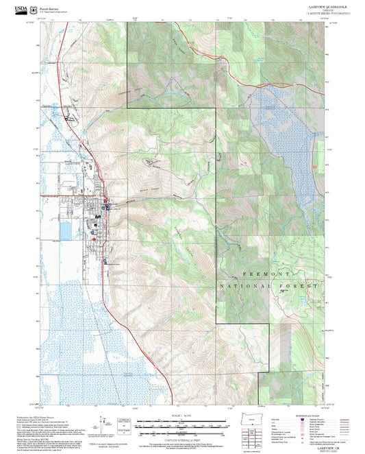 2025 Forest Service Topo Map of Lakeview Oregon