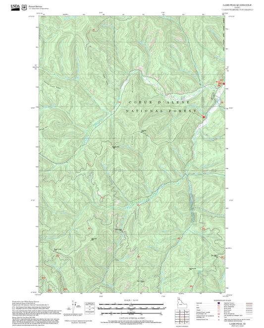 2025 Forest Service Topo Map of Lamb Peak Idaho