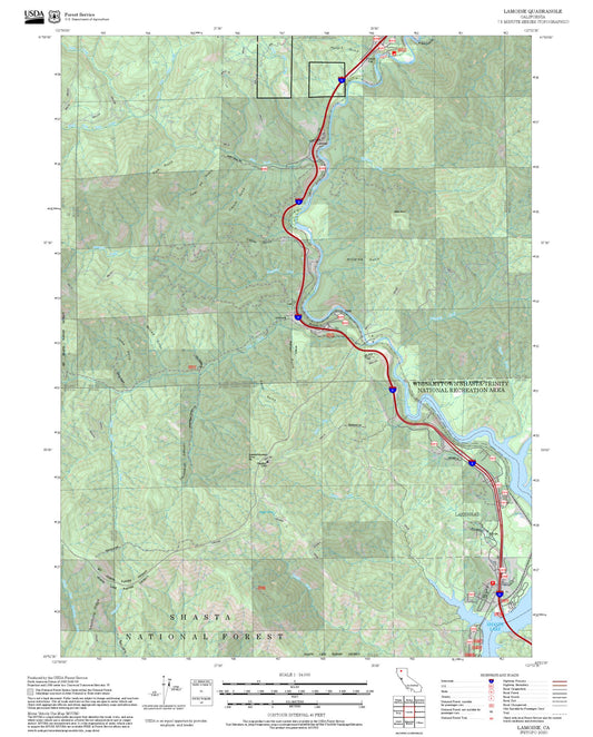 2025 Forest Service Topo Map of Lamoine California