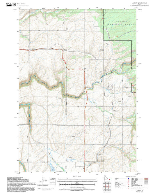 2025 Forest Service Topo Map of Lamont Idaho