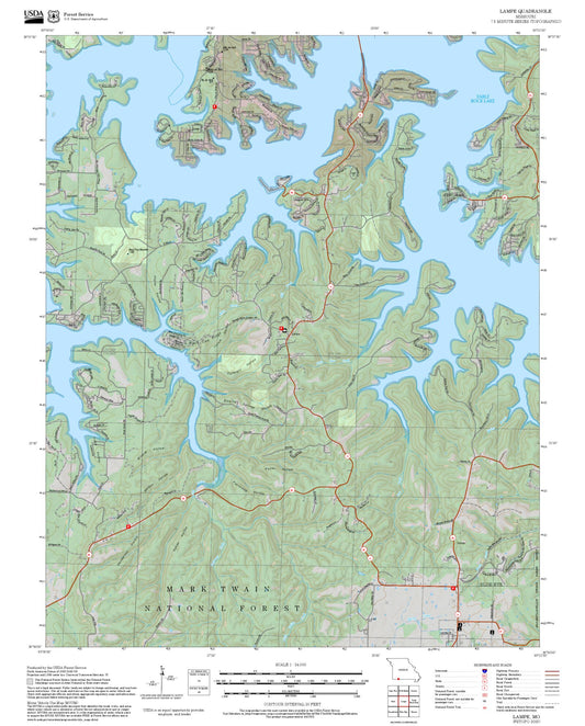 2025 Forest Service Topo Map of Lampe Missouri