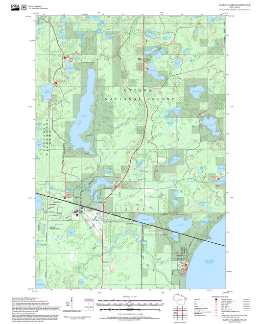 2025 Forest Service Topo Map of Land O' Lakes Wisconsin