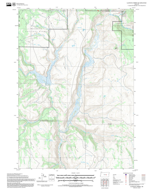 2025 Forest Service Topo Map of Landing Creek Oregon