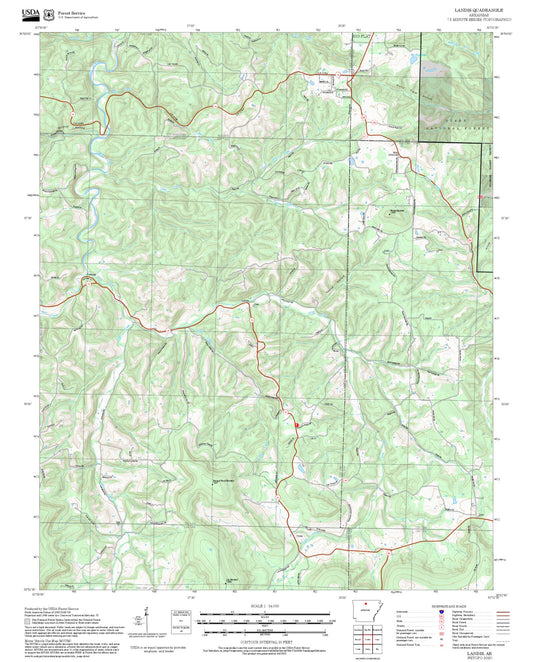 2025 Forest Service Topo Map of Landis Arkansas