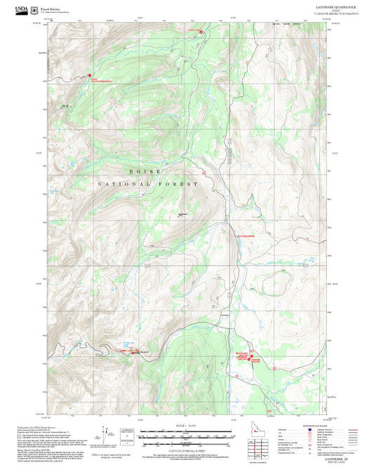 2025 Forest Service Topo Map of Landmark Idaho