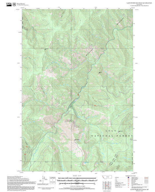 2025 Forest Service Topo Map of Landowner Mountain Montana