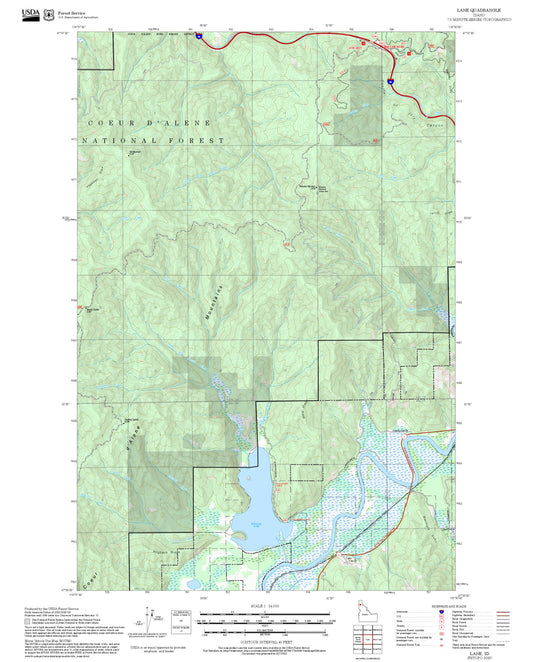 2025 Forest Service Topo Map of Lane Idaho