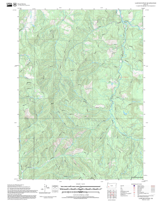 2025 Forest Service Topo Map of Lane Mountain Oregon