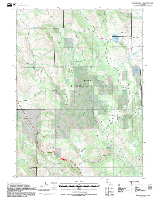 2025 Forest Service Topo Map of Lane Reservoir California