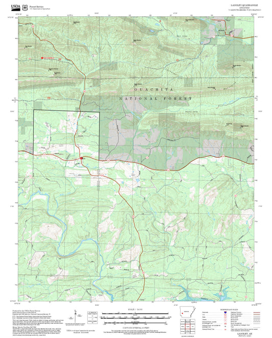 2025 Forest Service Topo Map of Langley Arkansas