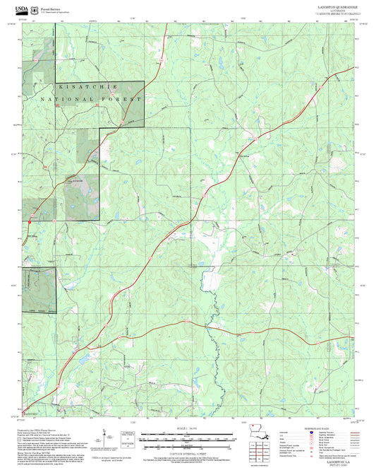 2025 Forest Service Topo Map of Langston Louisiana