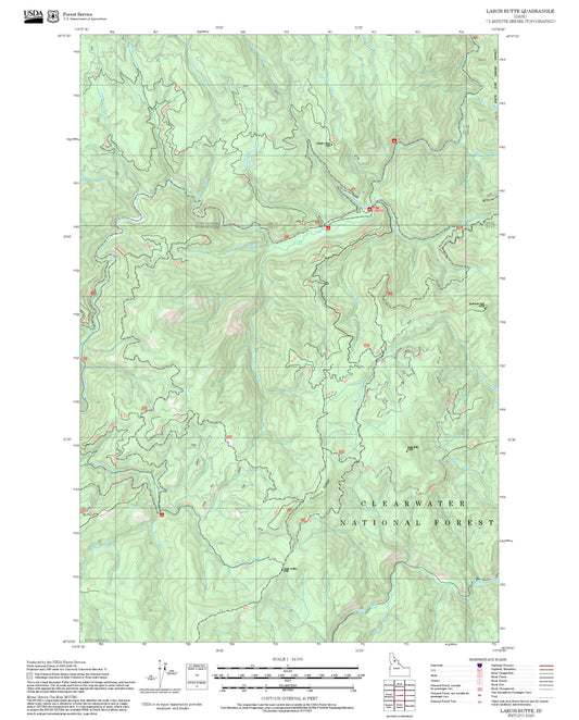 2025 Forest Service Topo Map of Larch Butte Idaho