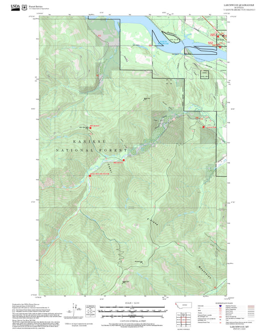 2025 Forest Service Topo Map of Larchwood Montana