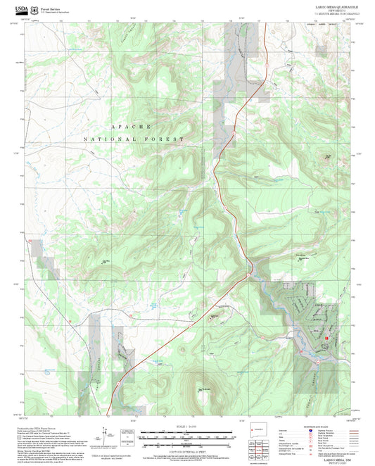 2025 Forest Service Topo Map of Largo Mesa New Mexico