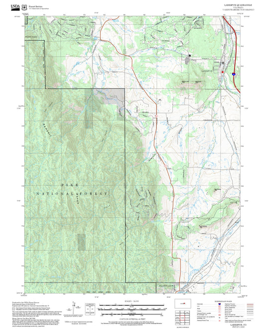 2025 Forest Service Topo Map of Larkspur Colorado