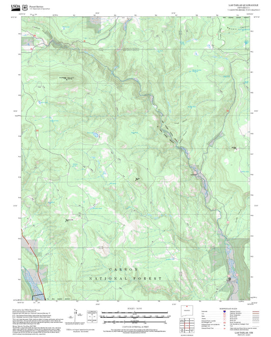 2025 Forest Service Topo Map of Las Tablas New Mexico