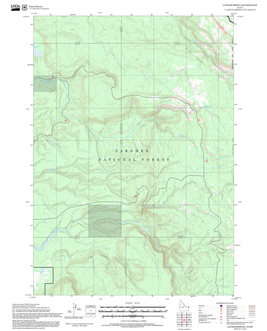 2025 Forest Service Topo Map of Latham Spring Idaho