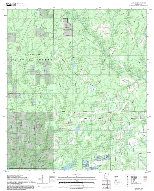 2025 Forest Service Topo Map of Latimer Mississippi