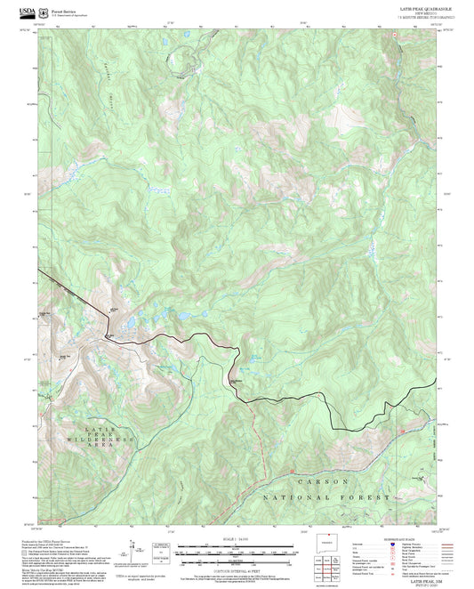 2025 Forest Service Topo Map of Latir Peak New Mexico