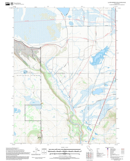 2025 Forest Service Topo Map of Lauer Reservoir California