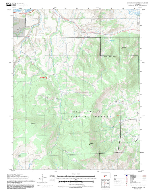 2025 Forest Service Topo Map of Laughlin Gulch Colorado