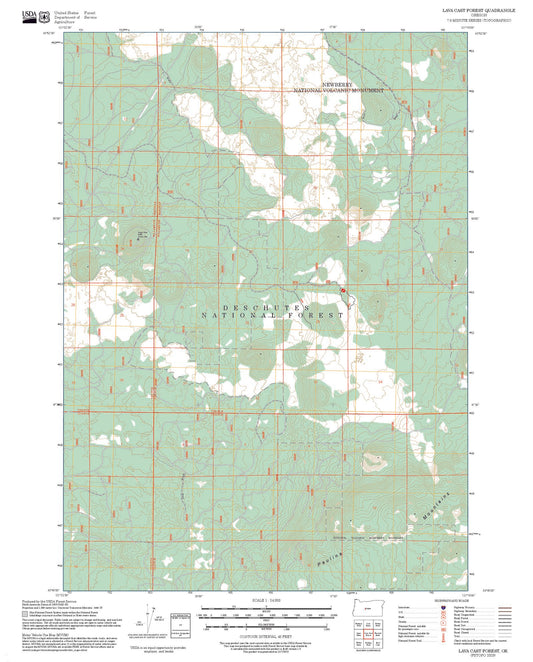 2025 Forest Service Topo Map of Lava Cast Forest Oregon