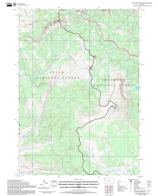 2025 Forest Service Topo Map of Lava Mountain Wyoming