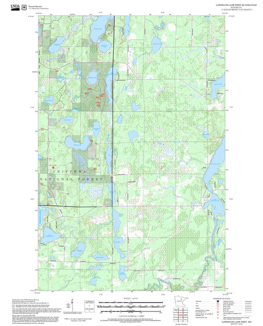 2025 Forest Service Topo Map of Lawrence Lake West Minnesota