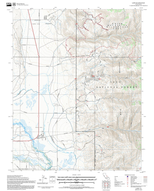 2025 Forest Service Topo Map of Laws California