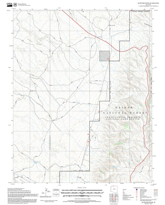 2025 Forest Service Topo Map of Le Fevre Ridge Arizona