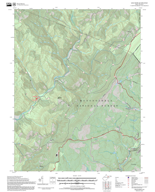 2025 Forest Service Topo Map of Lead Mine West Virginia